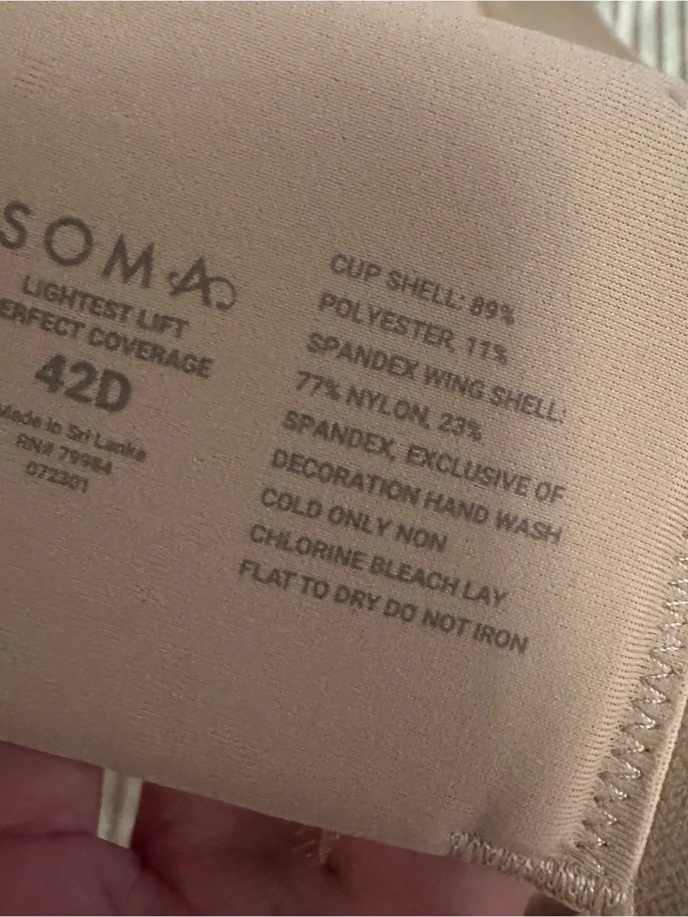 NWT Soma Women’s  42D Lightest Lift Smooth Perfect Coverage Bra Warm Amber Plus